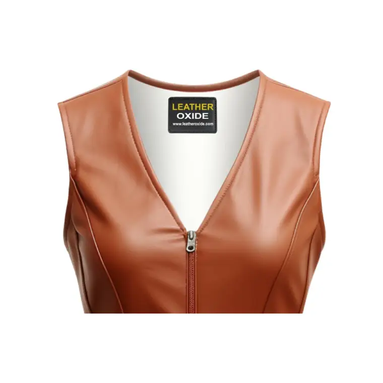 Women's Zipper Leather Vest